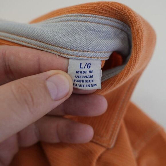 Tommy Bahama Large Orange Polo Shirt‎ Tencel Polyester Short Sleeve - Picture 10 of 13